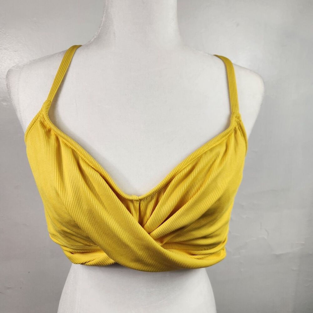 NWT All In Motion Yellow Ribbed Swim Bikini Top Racerback Size XL - Picture 3 of 7